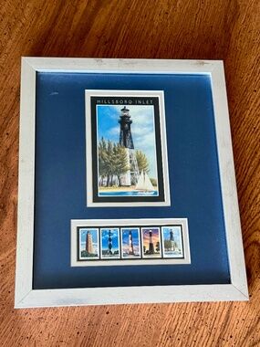 USPS Framed Stamp Art Hillsboro Inlet, Florida Lighthouse Stamp